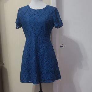 J. Crew Blue Lace Mini Dress Size 8 Petite